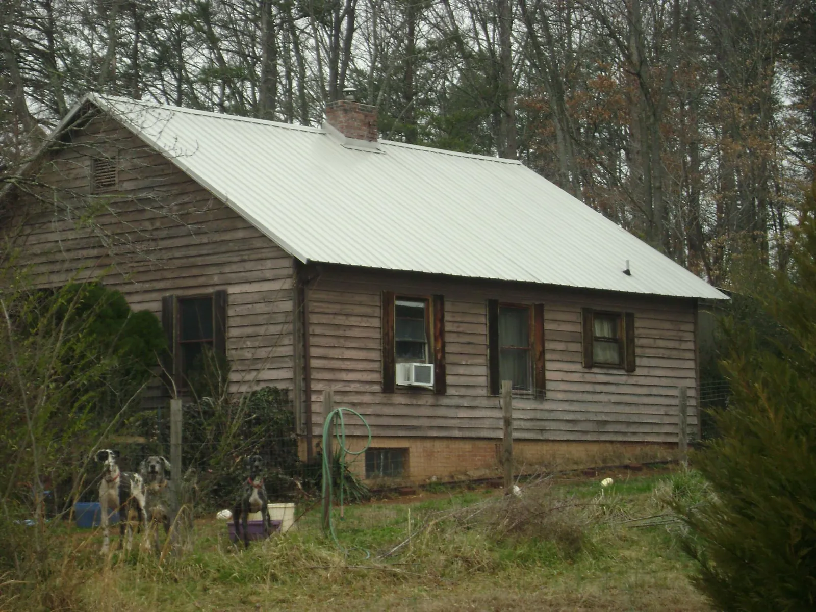 White metal roof on an old wood sided farmhouse, from a Asphalt Shingle Roof Repair job in Okatie